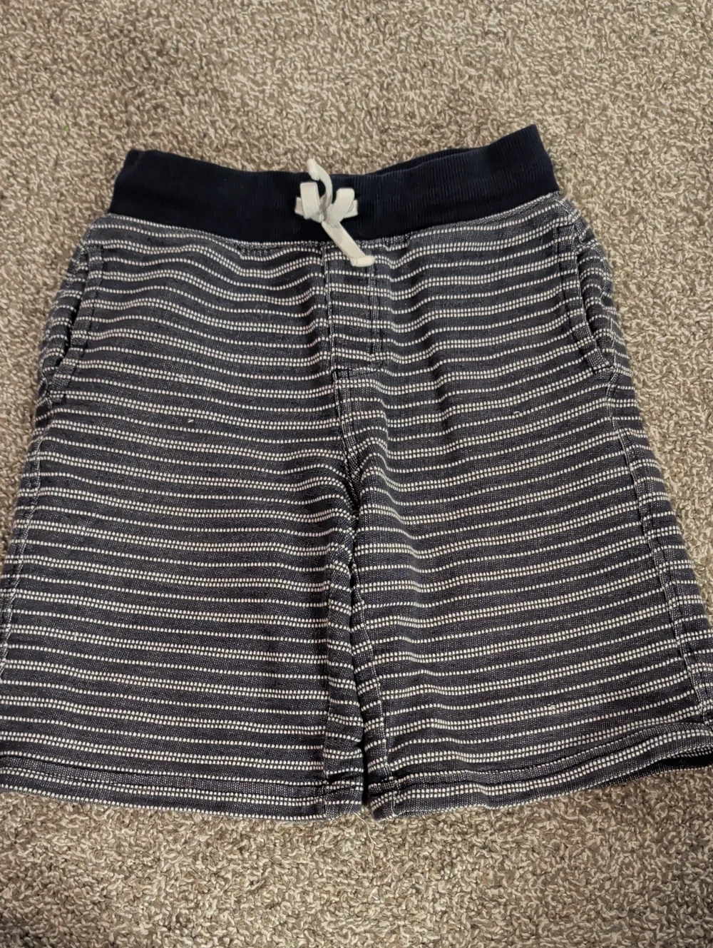 Striped Knit Shorts in Navy and White